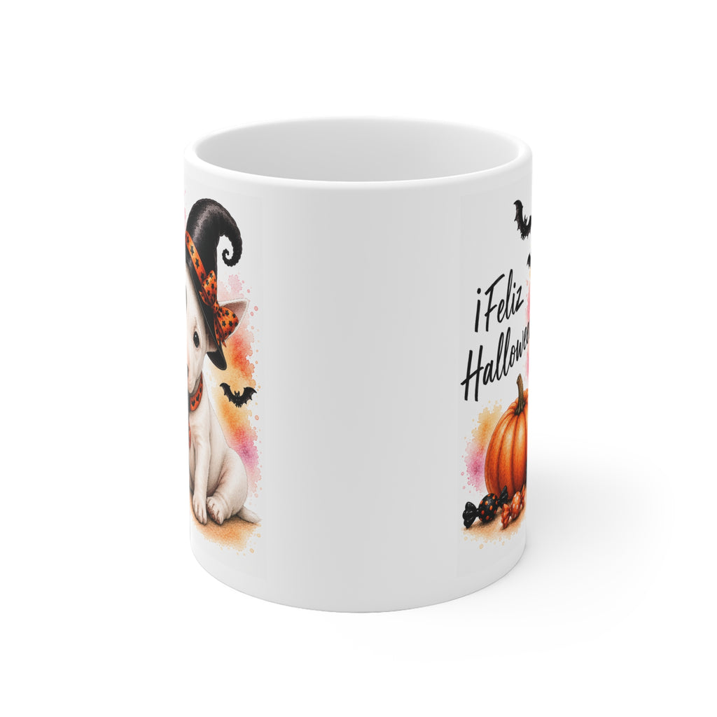 Taza cerámica Bull Terrier 325 ml edición Halloween vista lateral Kiranoa