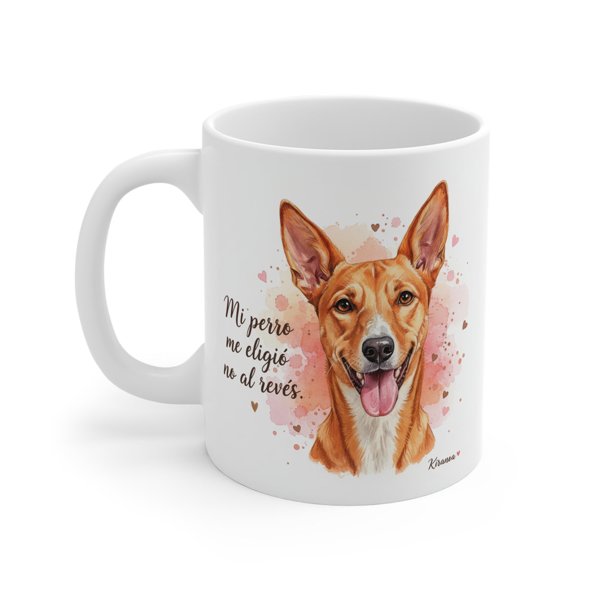 Taza cerámica Podenco Andaluz con diseño impreso en ambas caras – vista trasera
