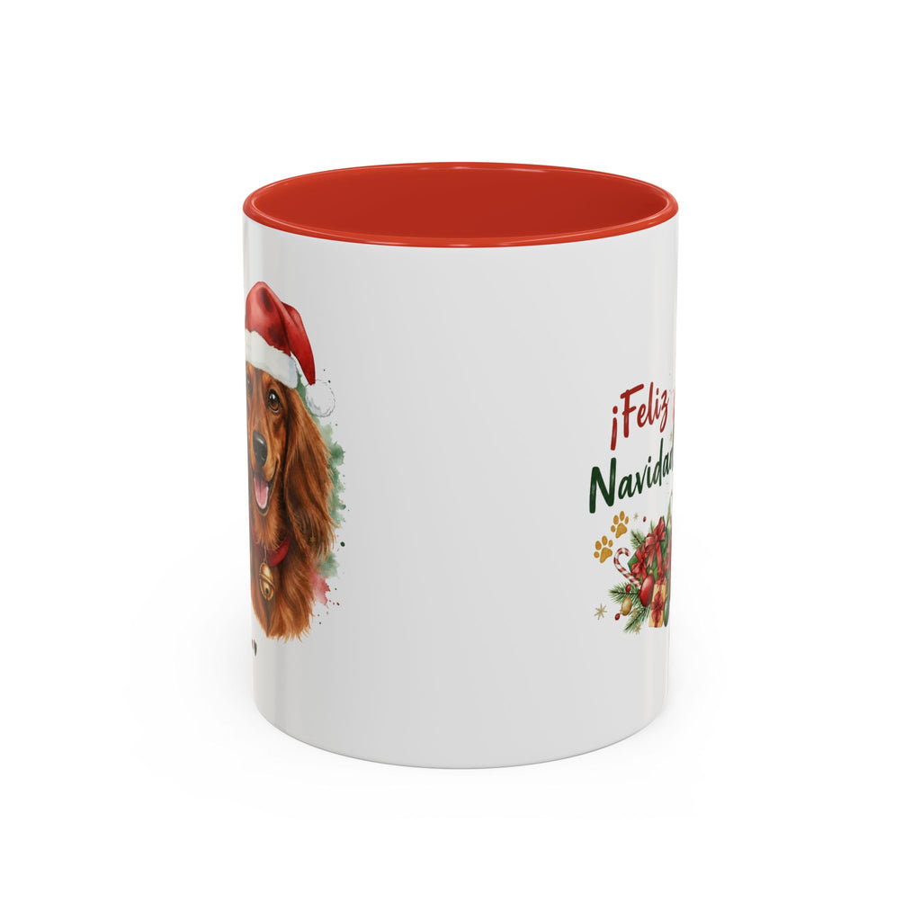Taza Navideña Perro Salchicha Pelo Largo | ¡Feliz Navidad!
