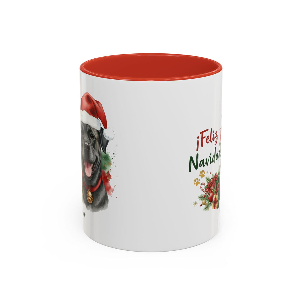 Taza Navideña Cane Corso con diseño navideño impreso vista lateral Kiranoa