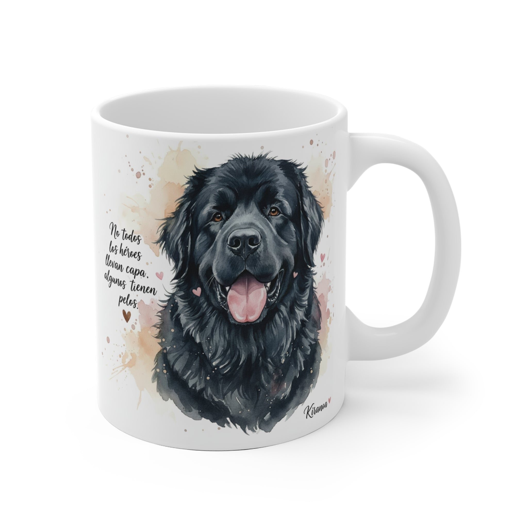 Taza cerámica Terranova con frase No todos los héroes llevan capa algunos tienen pelo – vista frontal