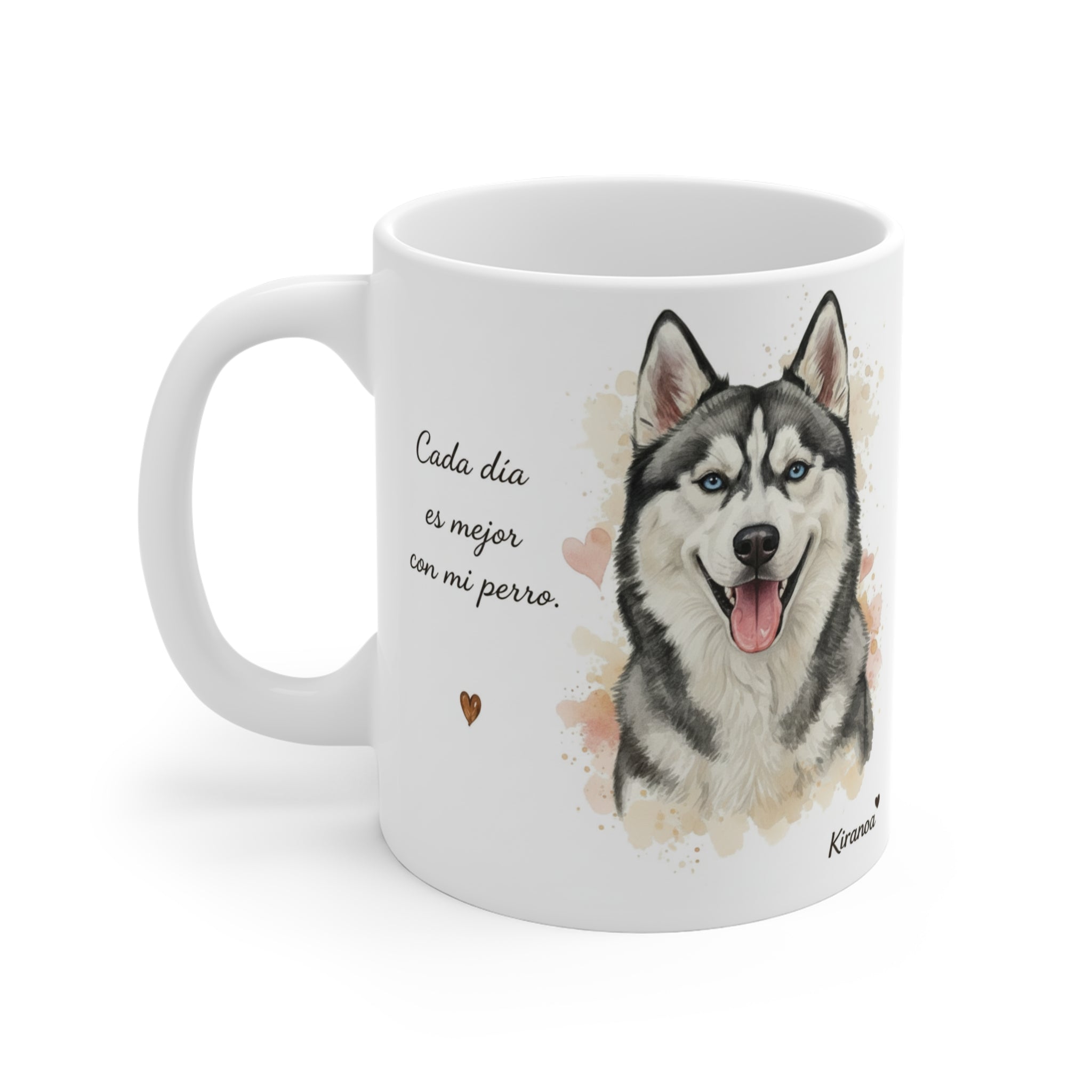 Taza Husky Siberiano cara trasera — diseño impreso en ambas caras — Kiranoa