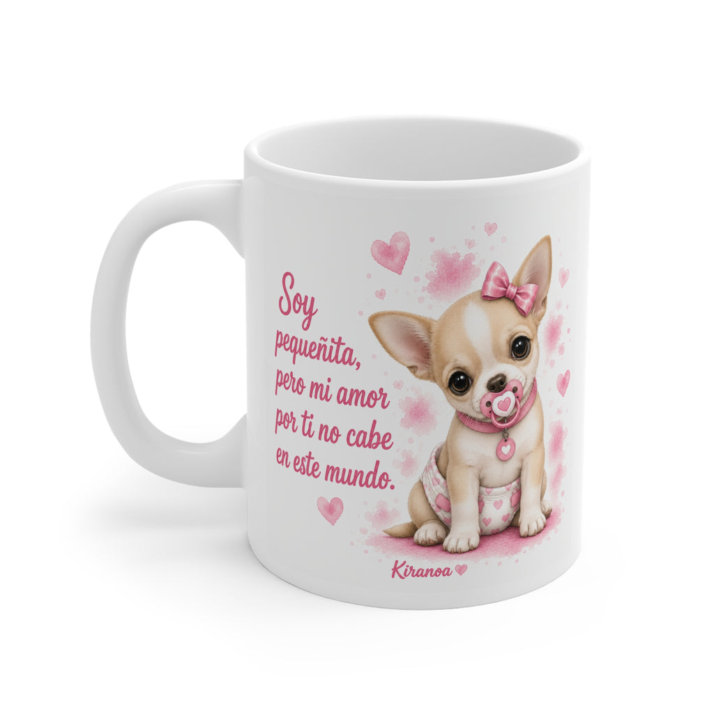 Taza cerámica Chihuahua Pink con diseño impreso en ambas caras – vista trasera