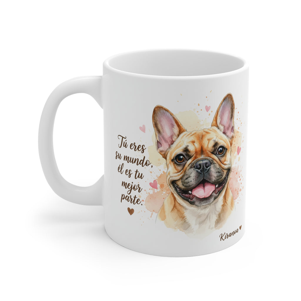 Taza Bulldog Francés cara trasera — diseño impreso en ambas caras — Kiranoa