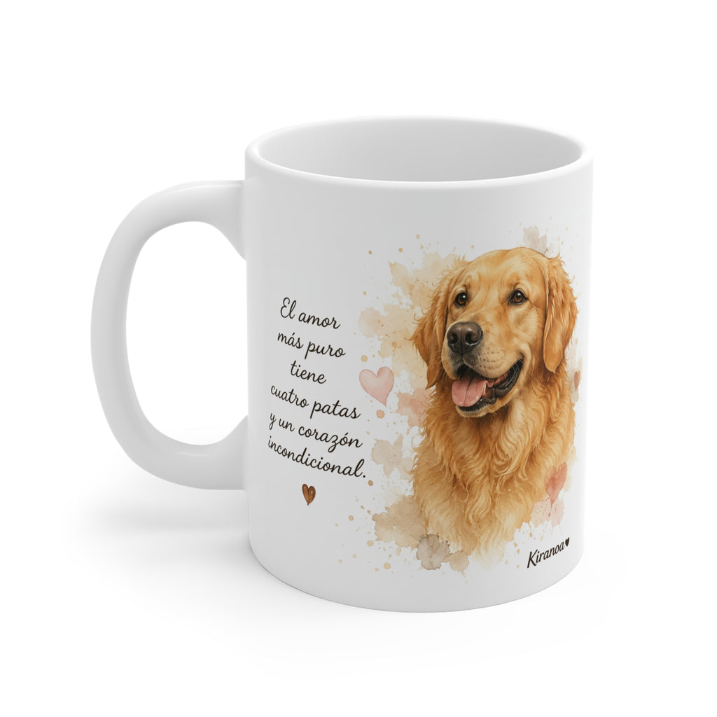 Taza cerámica Golden Retriever con diseño impreso en ambas caras – vista trasera