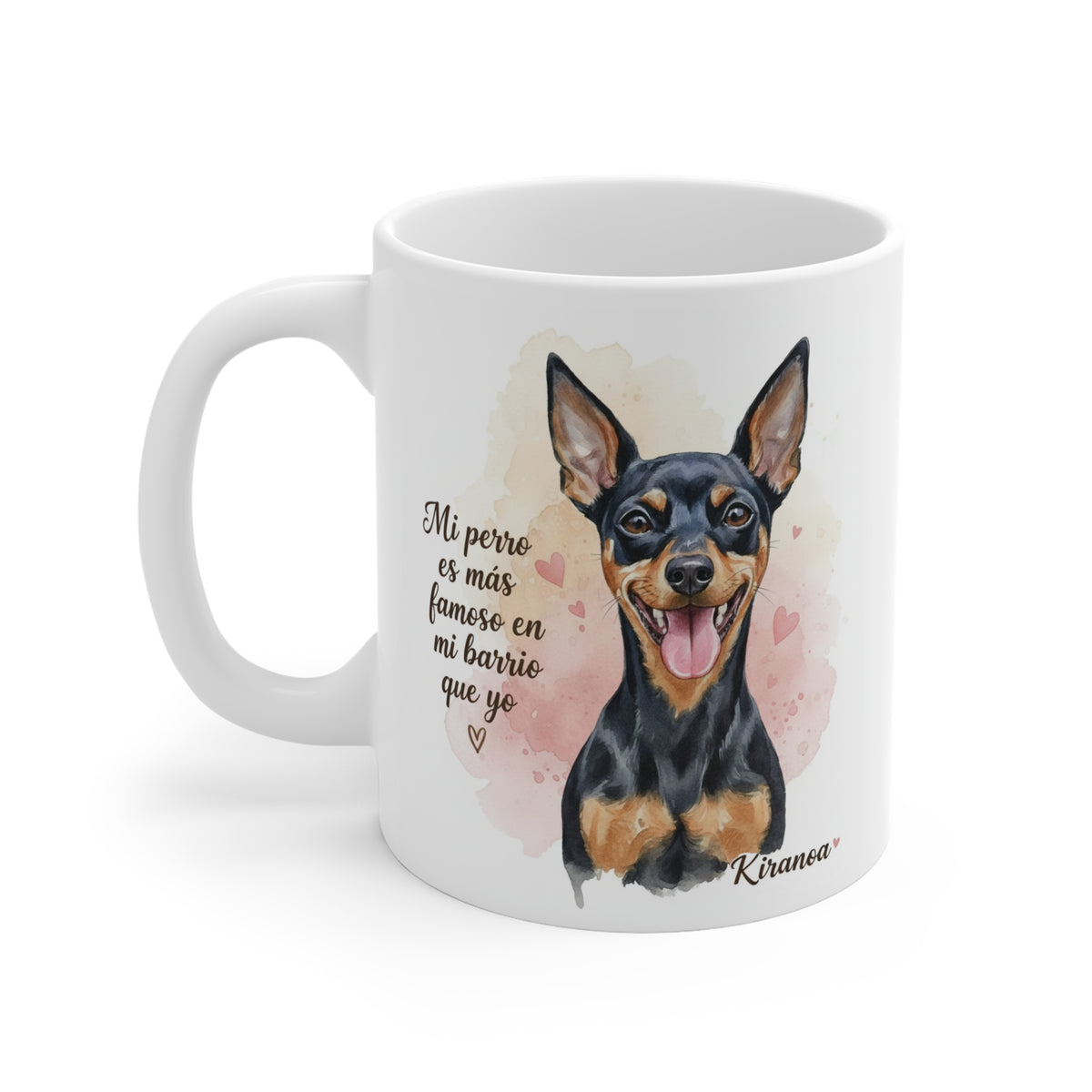 Taza cerámica Pinscher Miniatura con diseño impreso en ambas caras – vista trasera