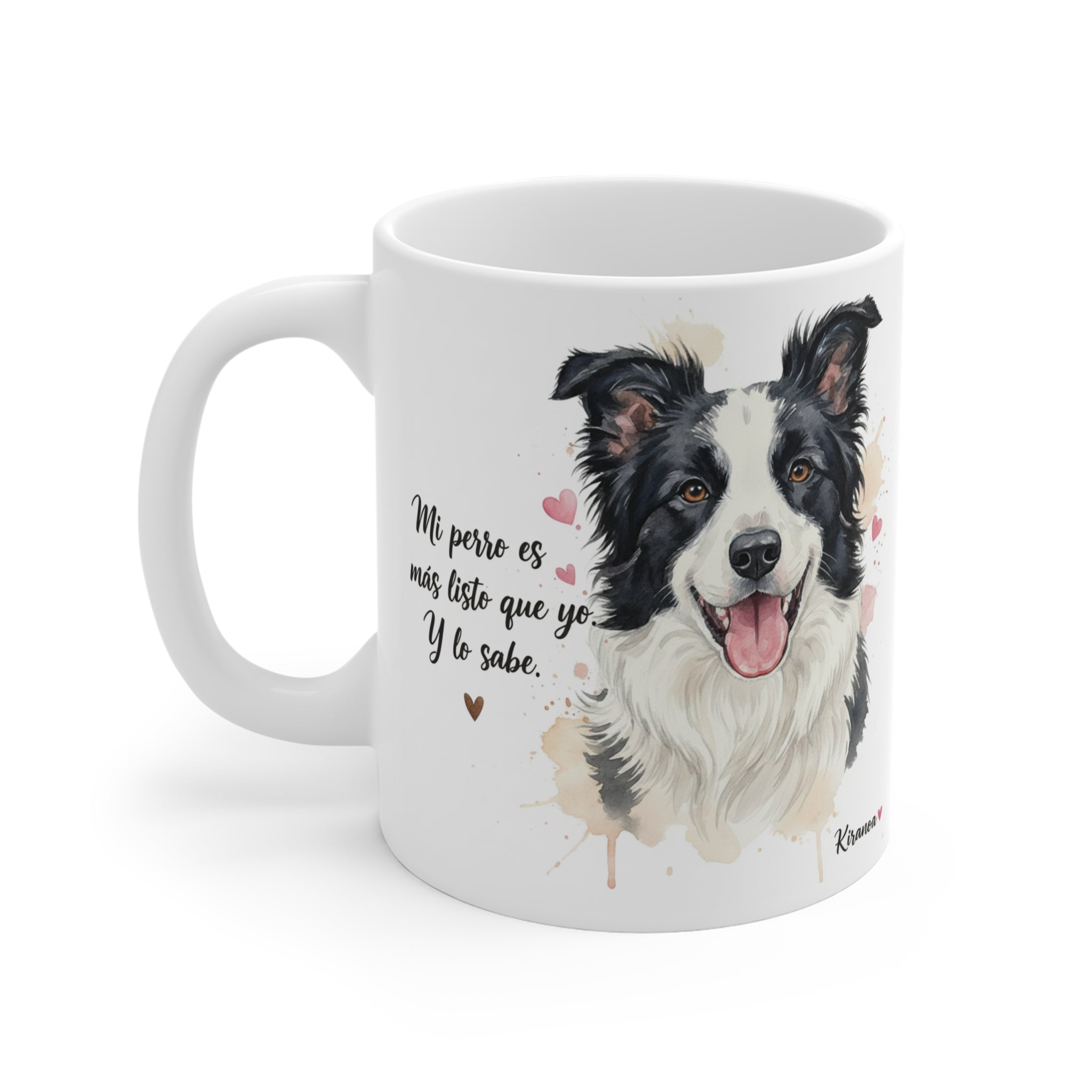 Taza Border Collie cara trasera — diseño impreso en ambas caras — Kiranoa