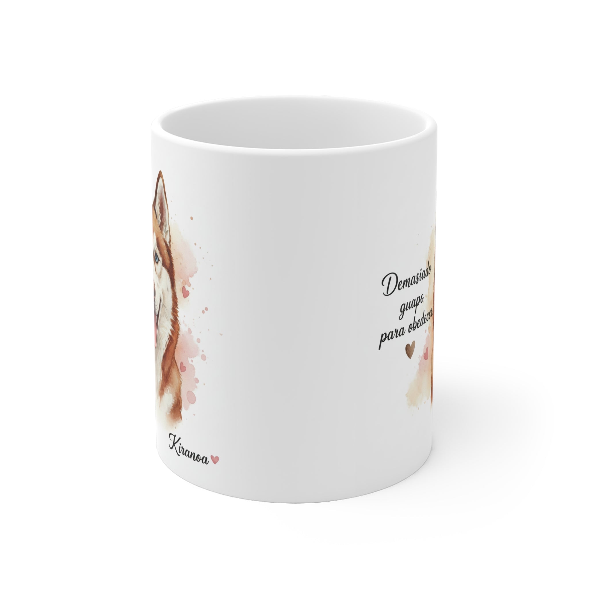 Taza Husky Siberiano vista lateral — cerámica 325 ml — Kiranoa