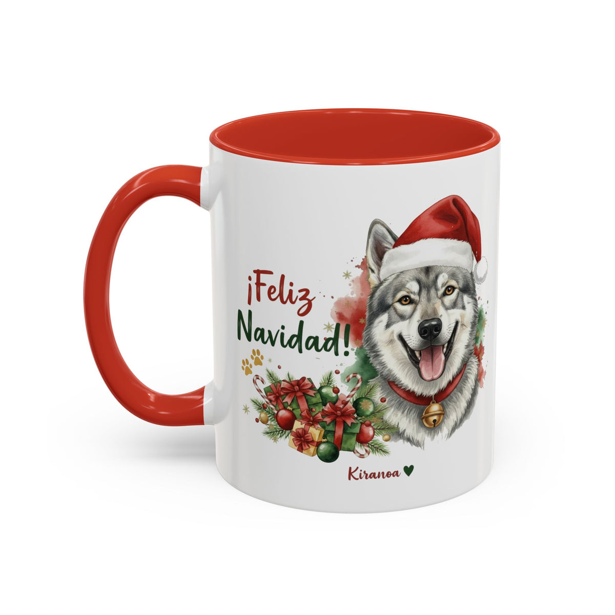 Taza Navideña Perro Lobo Checoslovaco | ¡Feliz Navidad!