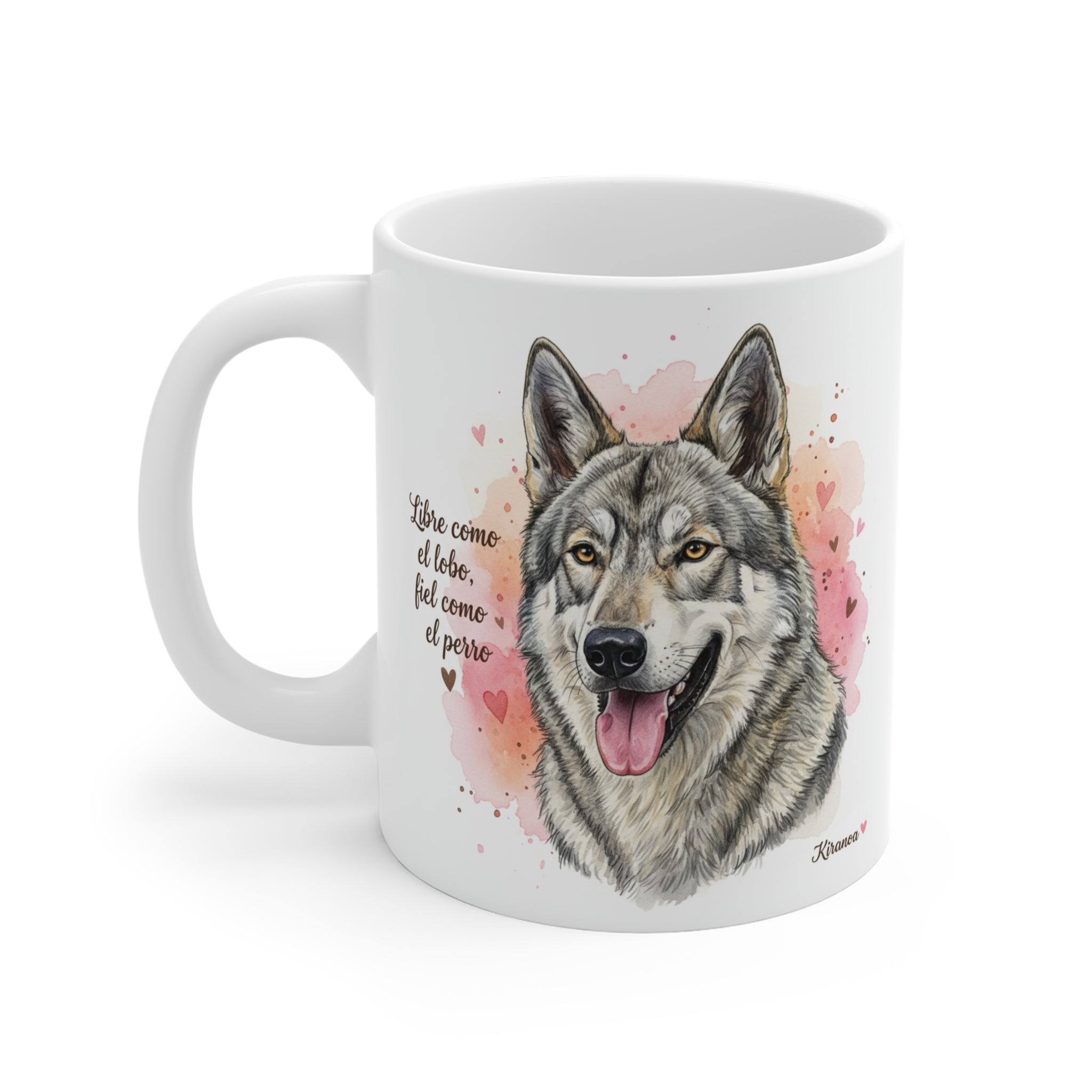Taza cerámica Perro Lobo Checoslovaco con diseño impreso en ambas caras – vista trasera