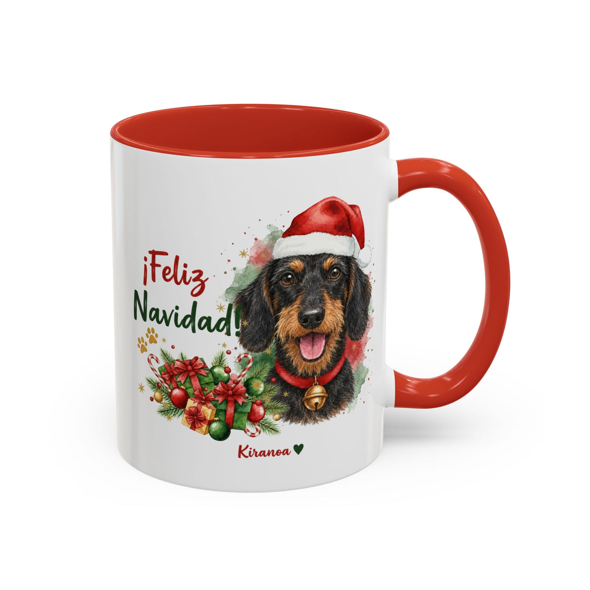 Taza Navideña Dachshund de Pelo Duro | ¡Feliz Navidad!