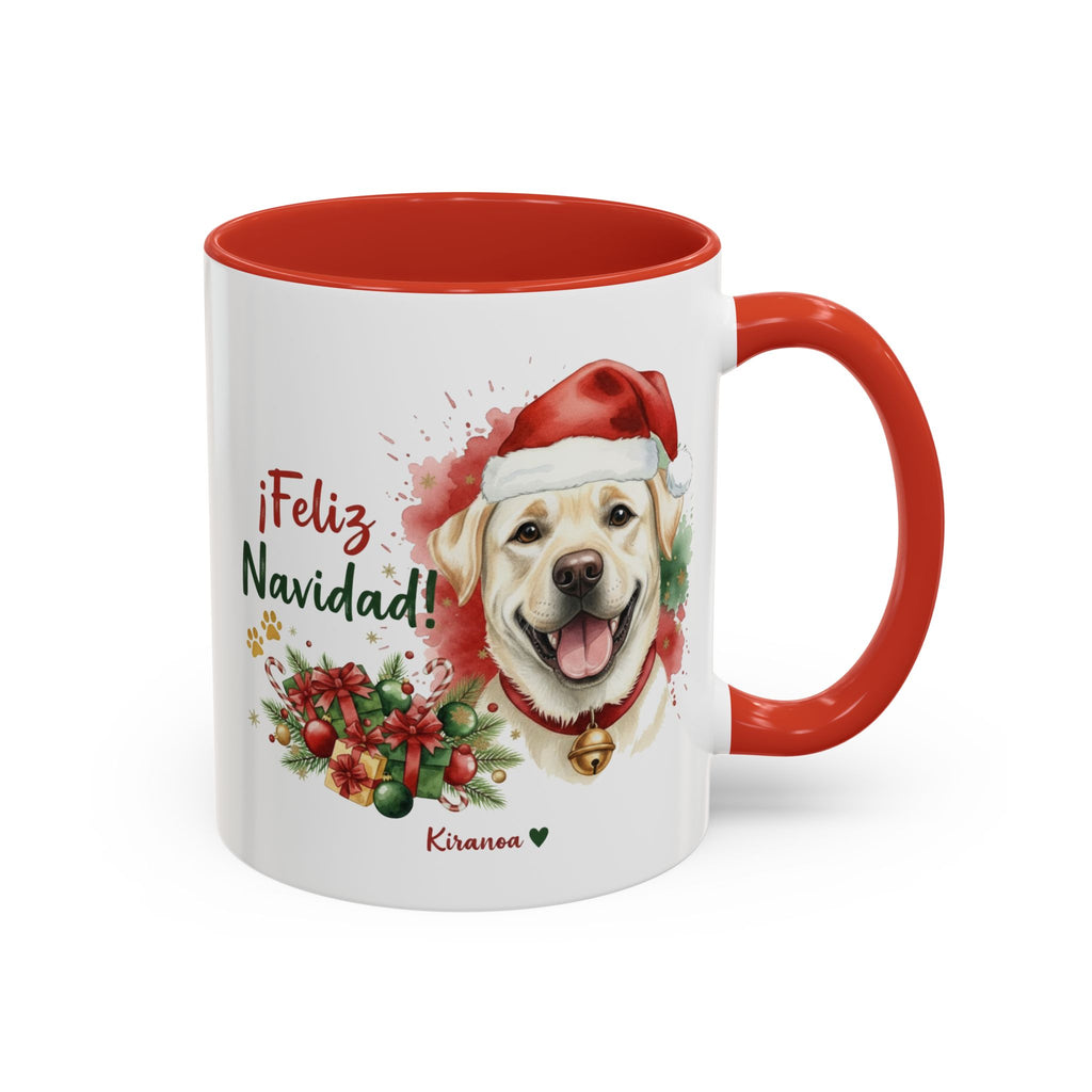 Taza Navideña Labrador Amarillo | ¡Feliz Navidad!