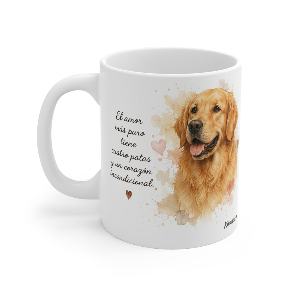 Taza Golden Retriever cara trasera — diseño impreso en ambas caras — Kiranoa
