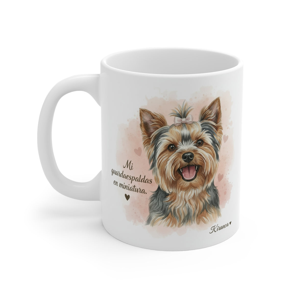 Taza cerámica Yorkshire Terrier con diseño impreso en ambas caras – vista trasera