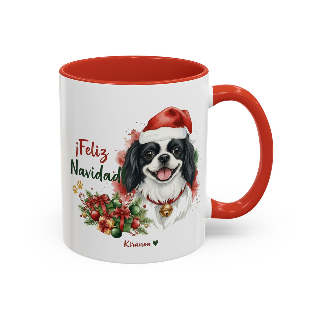 Taza Navideña Chin Japonés con frase ¡Feliz Navidad! vista frontal Kiranoa