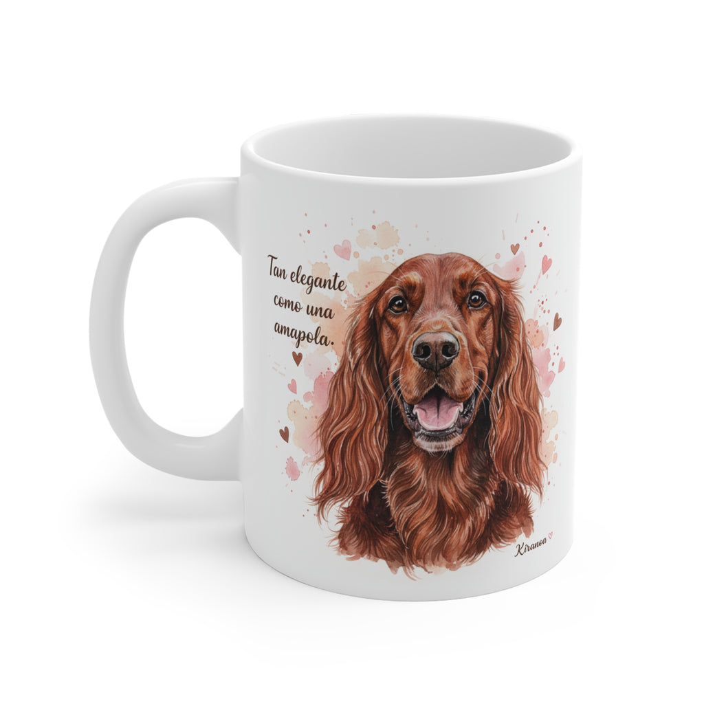 Taza cerámica Setter Irlandés con diseño impreso en ambas caras – vista trasera