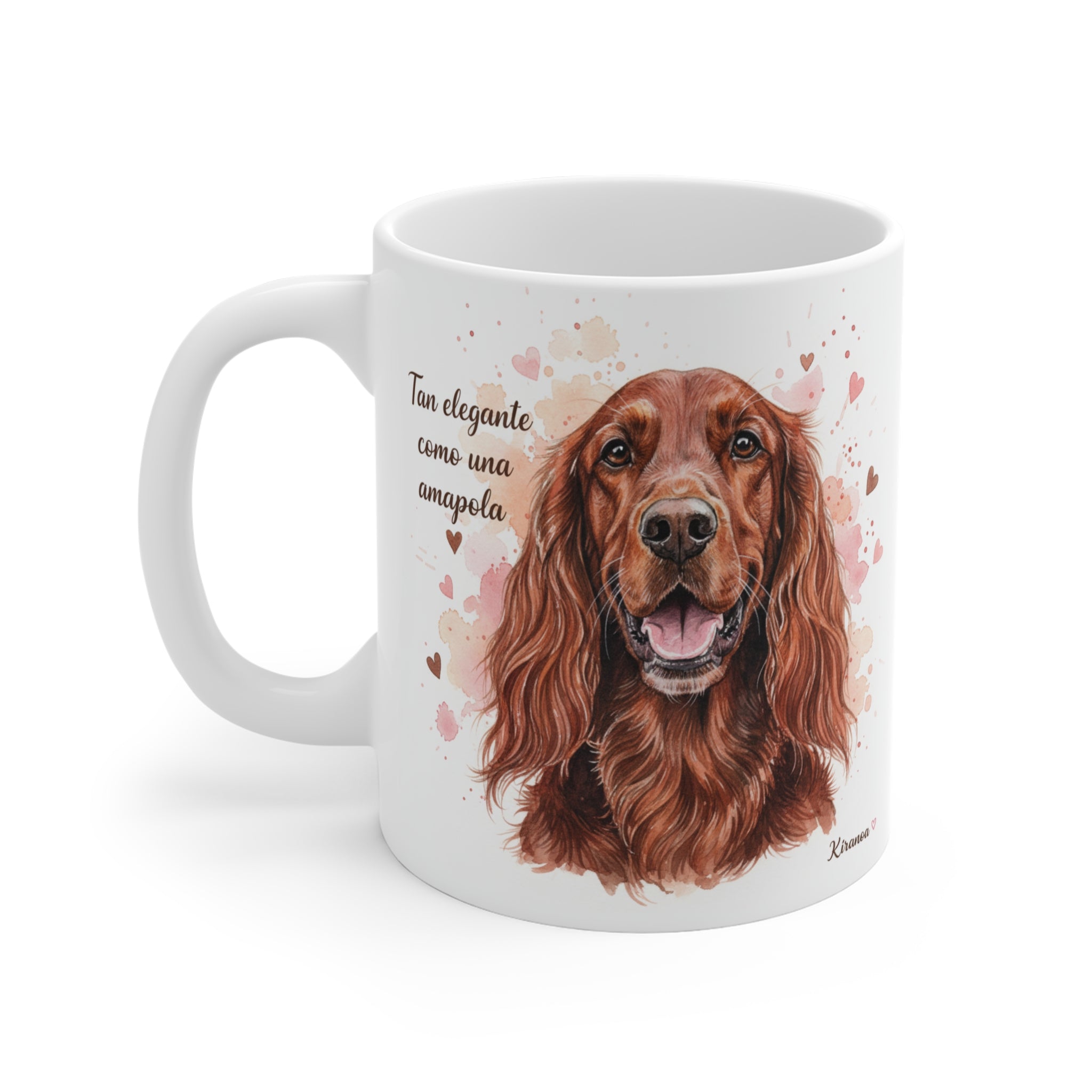Taza cerámica Setter Irlandés con diseño impreso en ambas caras – vista trasera
