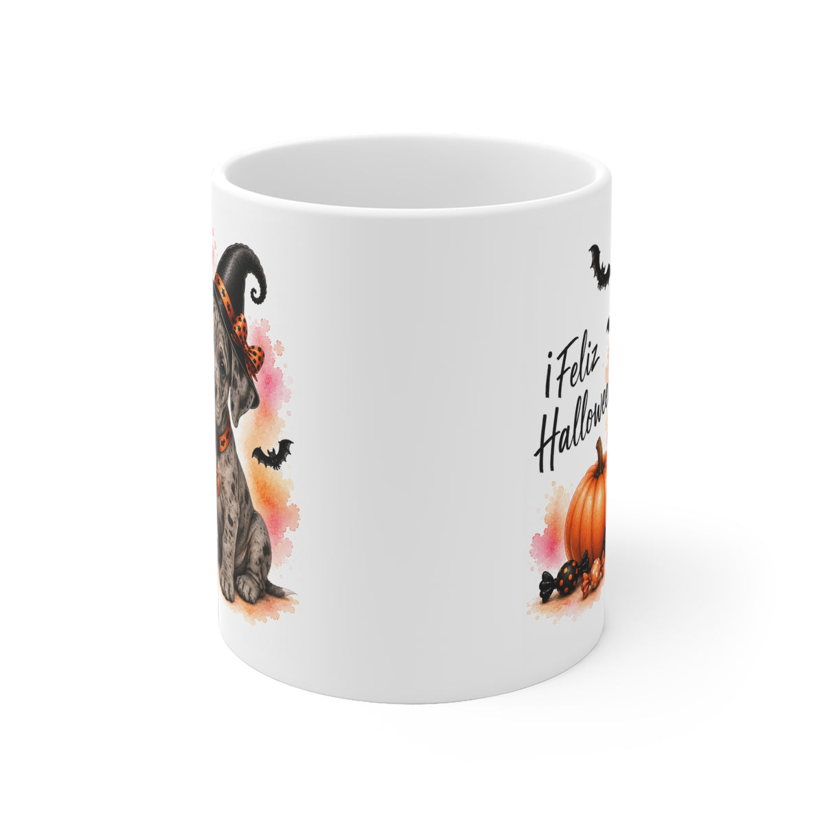 Taza cerámica Gran Danés Arlequín 325 ml edición Halloween – vista lateral
