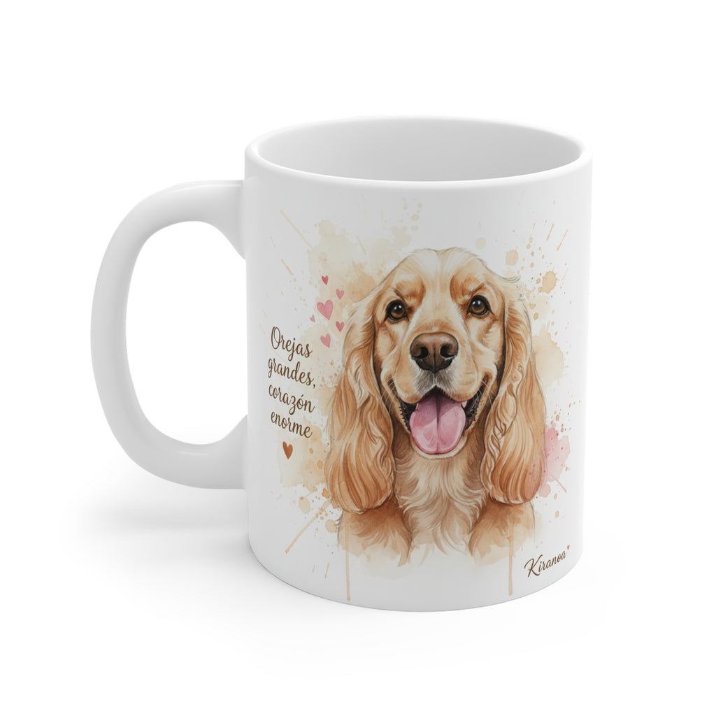 Taza Cocker Spaniel cara trasera — diseño impreso en ambas caras — Kiranoa