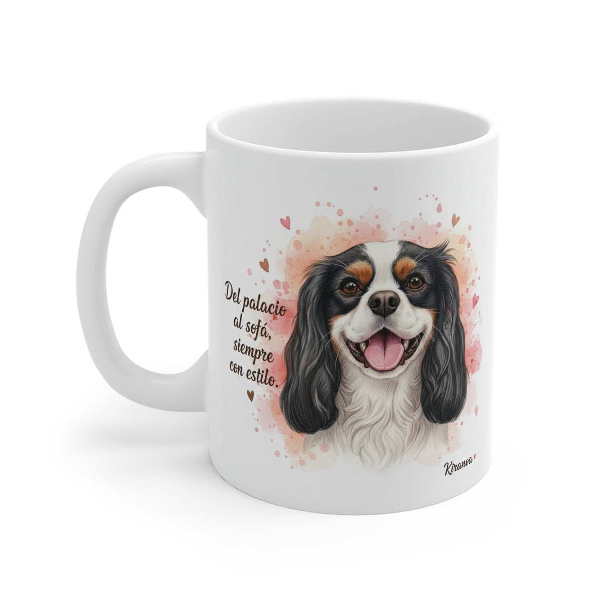 Taza cerámica Cavalier King Charles Spaniel con diseño impreso en ambas caras – vista trasera