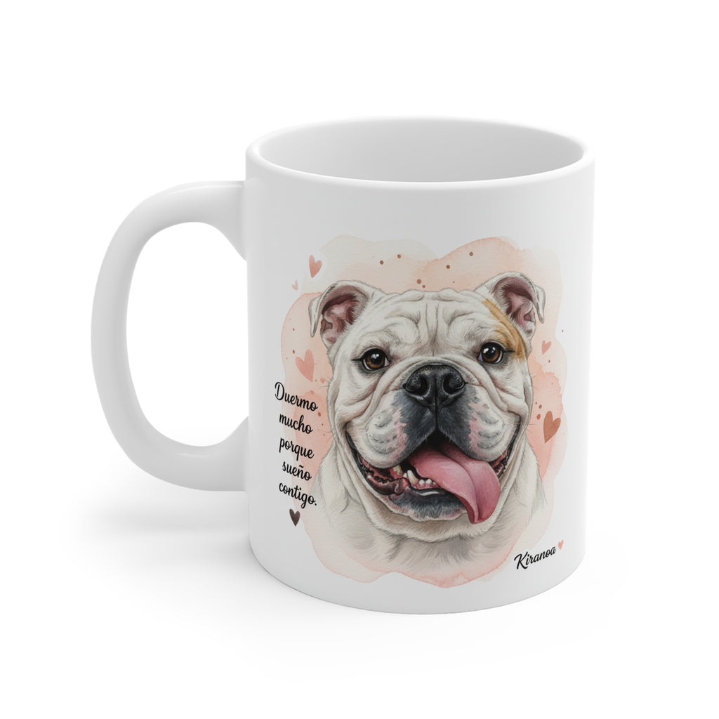 Taza cerámica Bulldog Inglés con diseño impreso en ambas caras – vista trasera