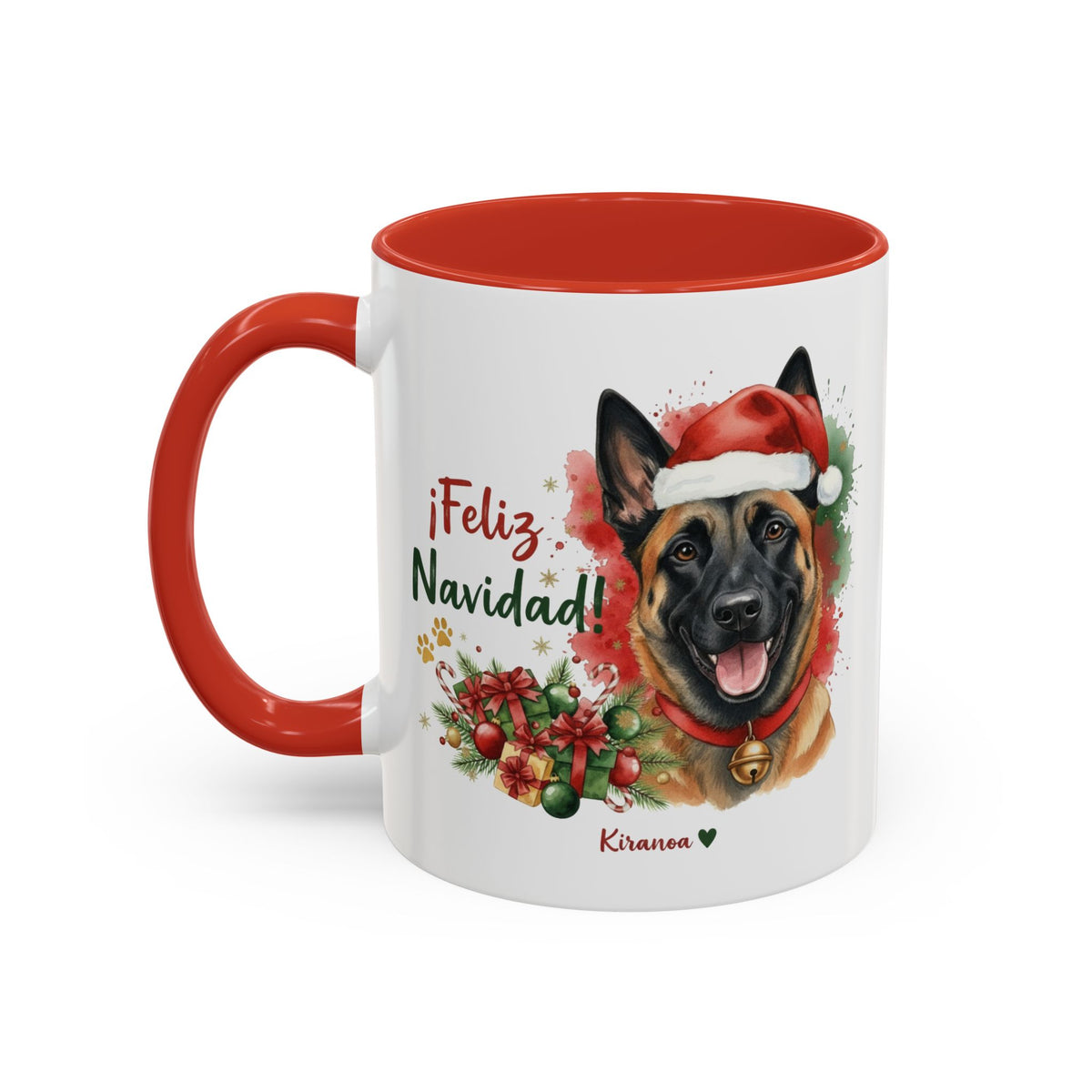 Taza Navideña Pastor Belga Malinois | ¡Feliz Navidad!