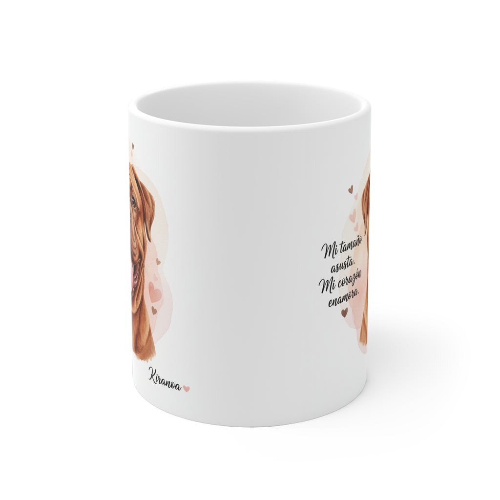 Taza Dogo de Burdeos vista lateral — cerámica 325 ml — Kiranoa